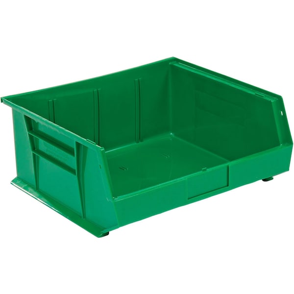 Hang & Stack Storage Bin, Plastic, Green, 7 in H, 16-1/2 in W
